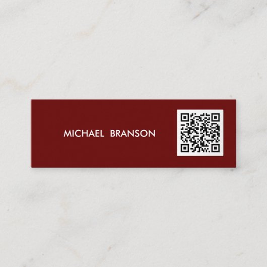 Beruflicher, moderner DARK RED Minimalistisch QR C Mini Visitenkarte (Vorderseite)