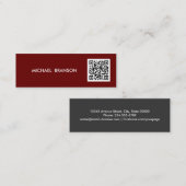 Beruflicher, moderner DARK RED Minimalistisch QR C Mini Visitenkarte (Vorne/Hinten)
