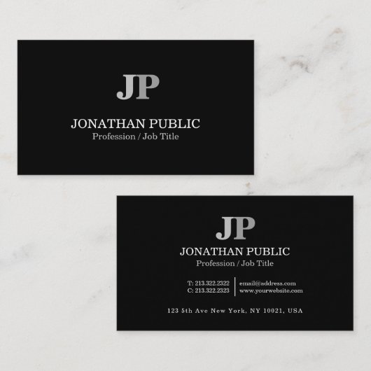 Beruflicher moderner eleganter MonogrammChic Visitenkarte (Vorne/Hinten)