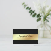 Beruflicher moderner eleganter schwarzer GoldChic Visitenkarte (Stehend Vorderseite)