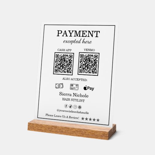 Beruflicher moderner Friseurstylist QR Code Paymen Acrylschild (Winkel)