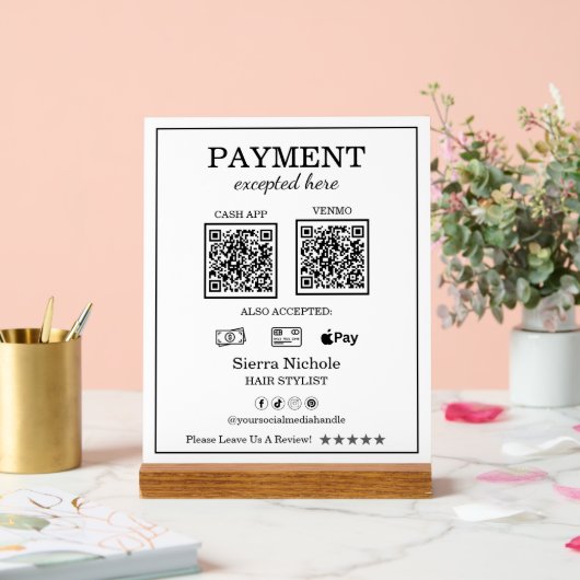 Beruflicher moderner Friseurstylist QR Code Paymen Acrylschild (Hochzeit)
