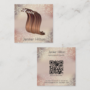 Beruflicher, moderner Goldglatter-Haar-Qr-Code Quadratische Visitenkarte