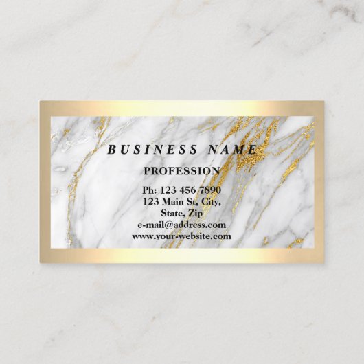 Beruflicher, moderner Goldrahmen Grau-Marmor Visitenkarte (Rückseite)