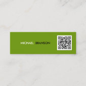 Beruflicher moderner Green Black Minimal QR CODE Mini Visitenkarte (Vorderseite)