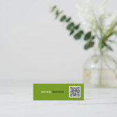 Beruflicher moderner Green Black Minimal QR CODE Mini Visitenkarte (Stehend Vorderseite)