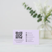 Beruflicher moderner Lilac-Lila QR-Code Visitenkarte (Stehend Vorderseite)