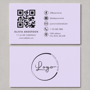 Beruflicher moderner Lilac-Lila QR-Code Visitenkarte