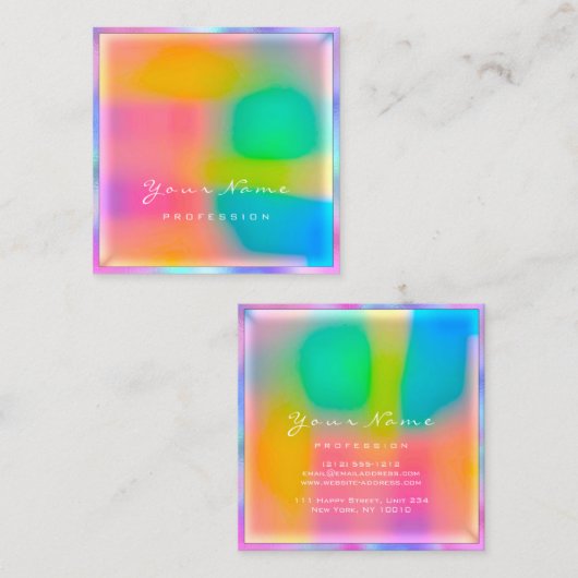 Beruflicher moderner Minimal-Holograph Quadratische Visitenkarte (Vorne/Hinten)