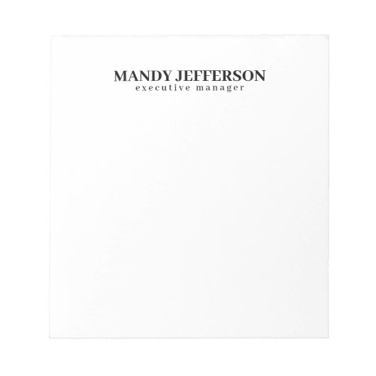 Beruflicher, moderner Minimalname Notizblock (Vorderseite)