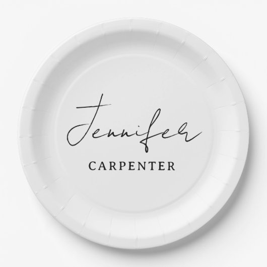 Beruflicher, moderner Minimalname Pappteller (Vorderseite)