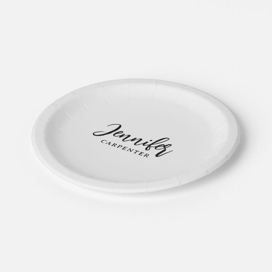 Beruflicher, moderner Minimalname Pappteller (Schrägansicht)