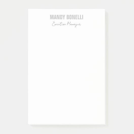 Beruflicher, moderner Minimalname Post-it Klebezettel (Vorderseite)
