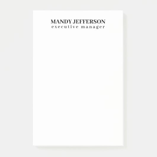 Beruflicher, moderner Minimalname Post-it Klebezettel (Vorderseite)