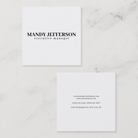 Beruflicher, moderner Minimalname Quadratische Visitenkarte (Vorne/Hinten)