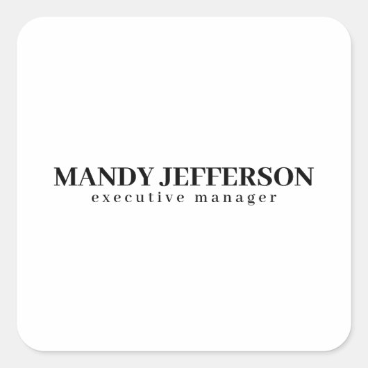 Beruflicher, moderner Minimalname Quadratischer Aufkleber (Vorderseite)
