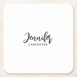 Beruflicher, moderner Minimalname Rechteckiger Pappuntersetzer