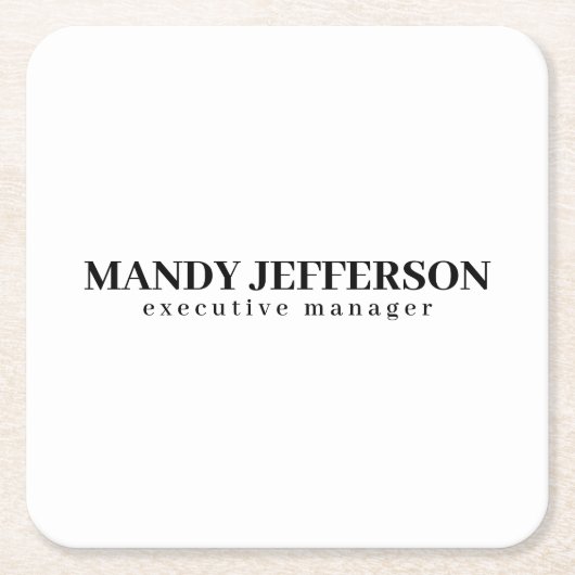 Beruflicher, moderner Minimalname Rechteckiger Pappuntersetzer (Vorderseite)