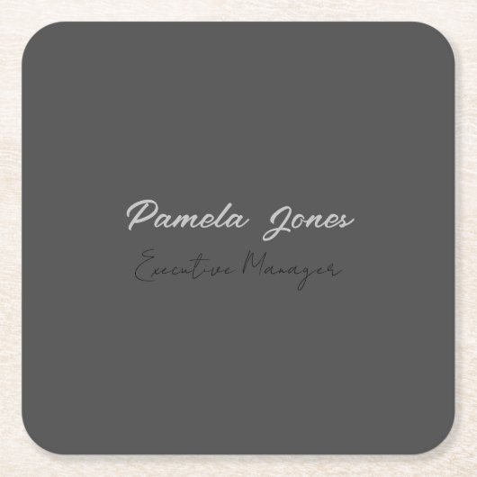 Beruflicher, moderner Minimalname Rechteckiger Pappuntersetzer (Vorderseite)