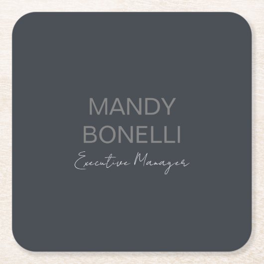 Beruflicher, moderner Minimalname Rechteckiger Pappuntersetzer (Vorderseite)