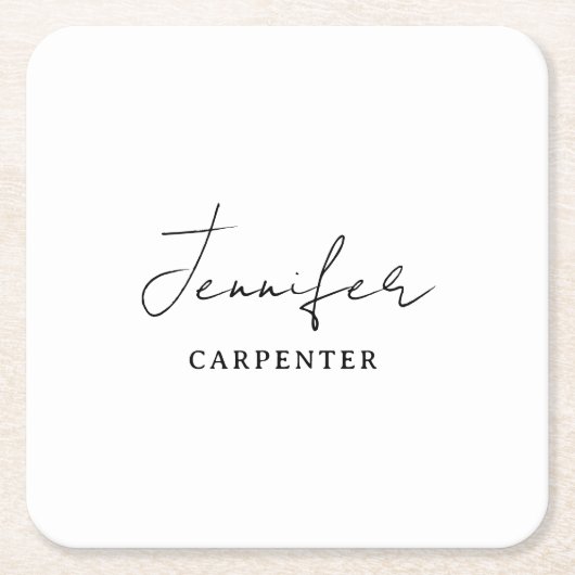 Beruflicher, moderner Minimalname Rechteckiger Pappuntersetzer (Vorderseite)