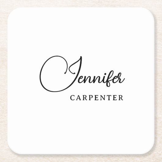 Beruflicher, moderner Minimalname Rechteckiger Pappuntersetzer (Vorderseite)