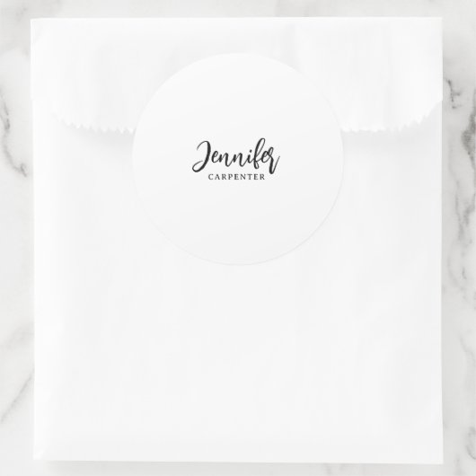 Beruflicher, moderner Minimalname Runder Aufkleber (Tasche)