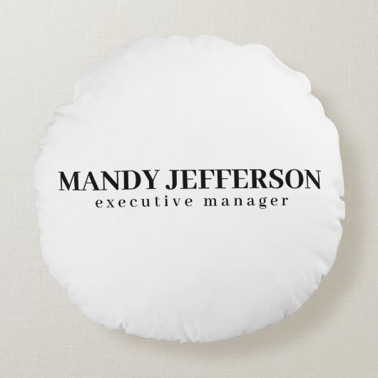 Beruflicher, moderner Minimalname Rundes Kissen (Vorderseite)