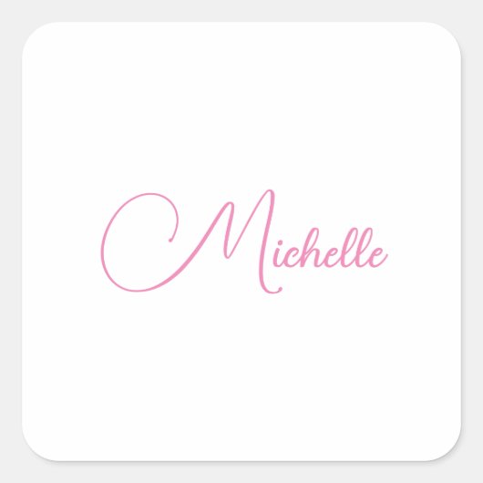 Beruflicher moderner Name für Handschrift in Rosa  Quadratischer Aufkleber (Vorderseite)