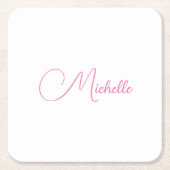 Beruflicher moderner Name für Handschrift in Rosa  Rechteckiger Pappuntersetzer (Vorderseite)