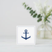 Beruflicher moderner Nautical Navy Blue Anchor Quadratische Visitenkarte (Stehend Vorderseite)