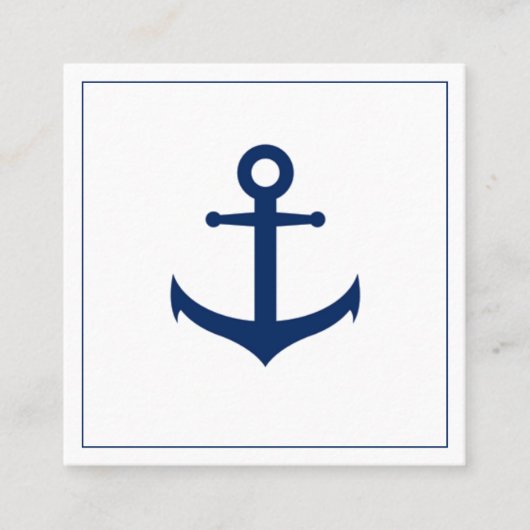 Beruflicher moderner Nautical Navy Blue Anchor Quadratische Visitenkarte (Vorderseite)