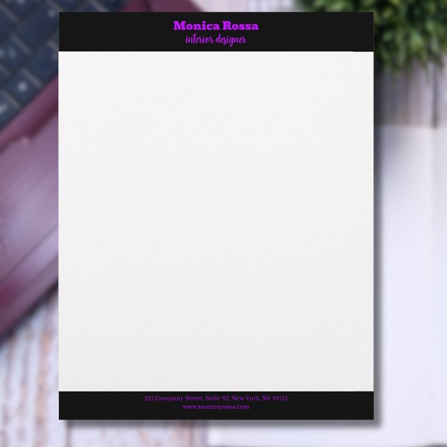 Beruflicher, moderner Neon Lila Letterhead Briefbogen (Von Creator hochgeladen)
