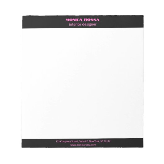 Beruflicher, moderner Neonrosa Letterhead Notizblock (Vorderseite)
