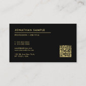 Beruflicher, moderner QR-Code Elegant Schwarz Visitenkarte (Rückseite)