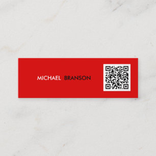 Beruflicher moderner RED Black Minimalistisch QR C Mini Visitenkarte