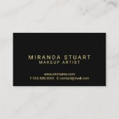 Beruflicher, moderner Schwarz- und Goldmakeust Visitenkarte (Rückseite)