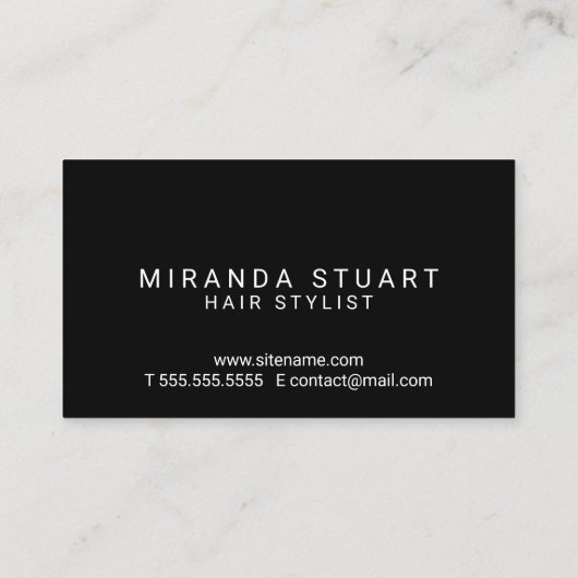 Beruflicher, moderner Schwarz-Weiß-Haarstil Visitenkarte (Rückseite)