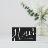 Beruflicher, moderner Schwarz-Weiß-Haarstil Visitenkarte (Stehend Vorderseite)