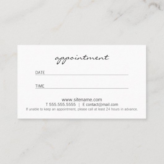 Beruflicher, moderner Schwarz-Weiß-Termin Terminkarte (Rückseite)
