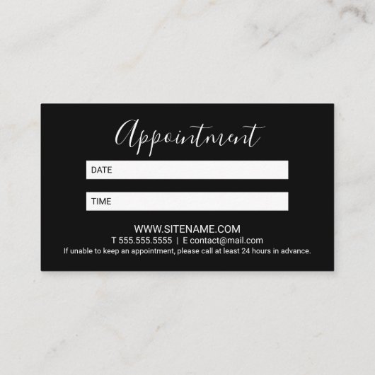 Beruflicher, moderner Schwarz-Weiß-Termin Terminkarte (Rückseite)