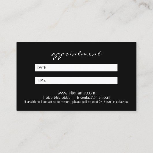 Beruflicher, moderner Schwarz-Weiß-Termin Terminkarte (Rückseite)