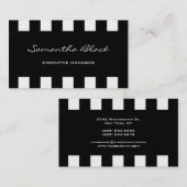 Beruflicher, moderner Schwarz-weißer Streifen Visitenkarte (Vorne/Hinten)