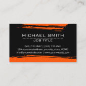 Beruflicher, moderner Schwarzer Orange Pinselstric Visitenkarte (Rückseite)