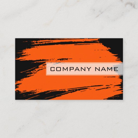 Beruflicher, moderner Schwarzer Orange Pinselstric Visitenkarte (Vorderseite)
