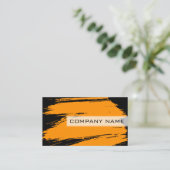 Beruflicher, moderner Schwarzer Orange-Pinselstric Visitenkarte (Stehend Vorderseite)
