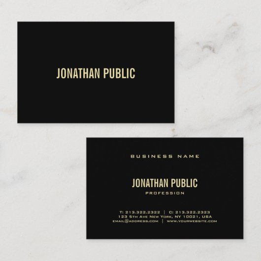Beruflicher, moderner Schwarzer Text Eleganter Lux Visitenkarte (Vorne/Hinten)