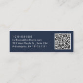 Beruflicher, moderner Script QR Code Blau Mini Visitenkarte (Rückseite)