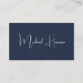 Beruflicher, moderner Script QR Code Blau Visitenkarte (Vorderseite)