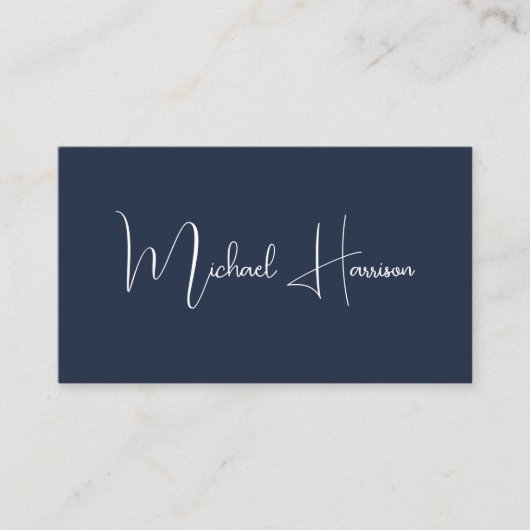 Beruflicher, moderner Script QR Code Blau Visitenkarte (Vorderseite)